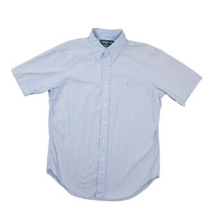 Ralph Lauren Classic Fit Button Up Shirt Men's Medium Short Sleeve Blue Preppy